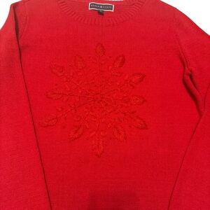 NWOT Karen Scott Red on Red Snowflake Sweater